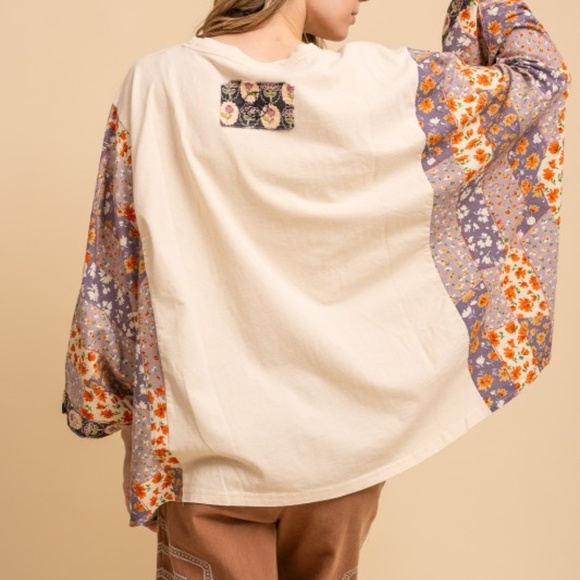 Bluevelvet Floral Print Heart Peace patchwork Kimono Poncho Top - Picture 7 of 9
